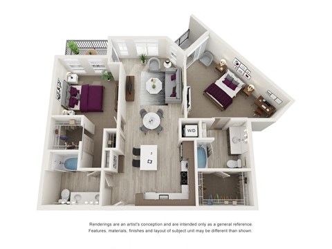 Floor plan for 2 beds, 2 baths, 1148 sqft